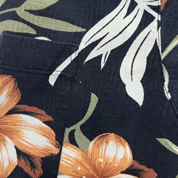 Men’s Vintage Banana Cabana 100% Silk‎ Black Hawaiian Button Up Dress Shirt Size - Picture 6 of 6